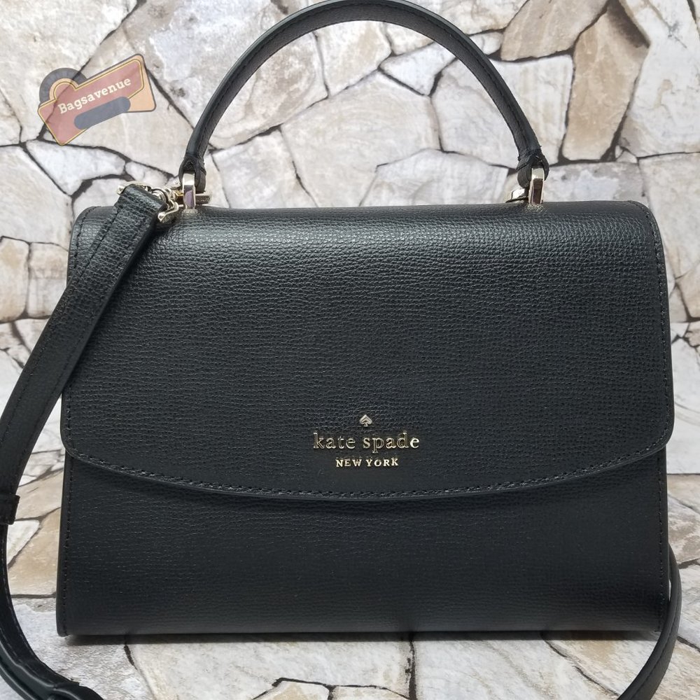 #bagsavenue Kate Spade Darcy Leather Top Handle Satchel Crossbody Black Leather - Picture 1 of 9